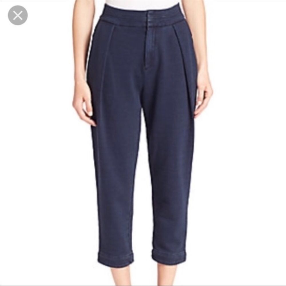 AG Adriano Goldschmied The Rhom High Rise Pleated Cropped Pants Indigo NWT 24